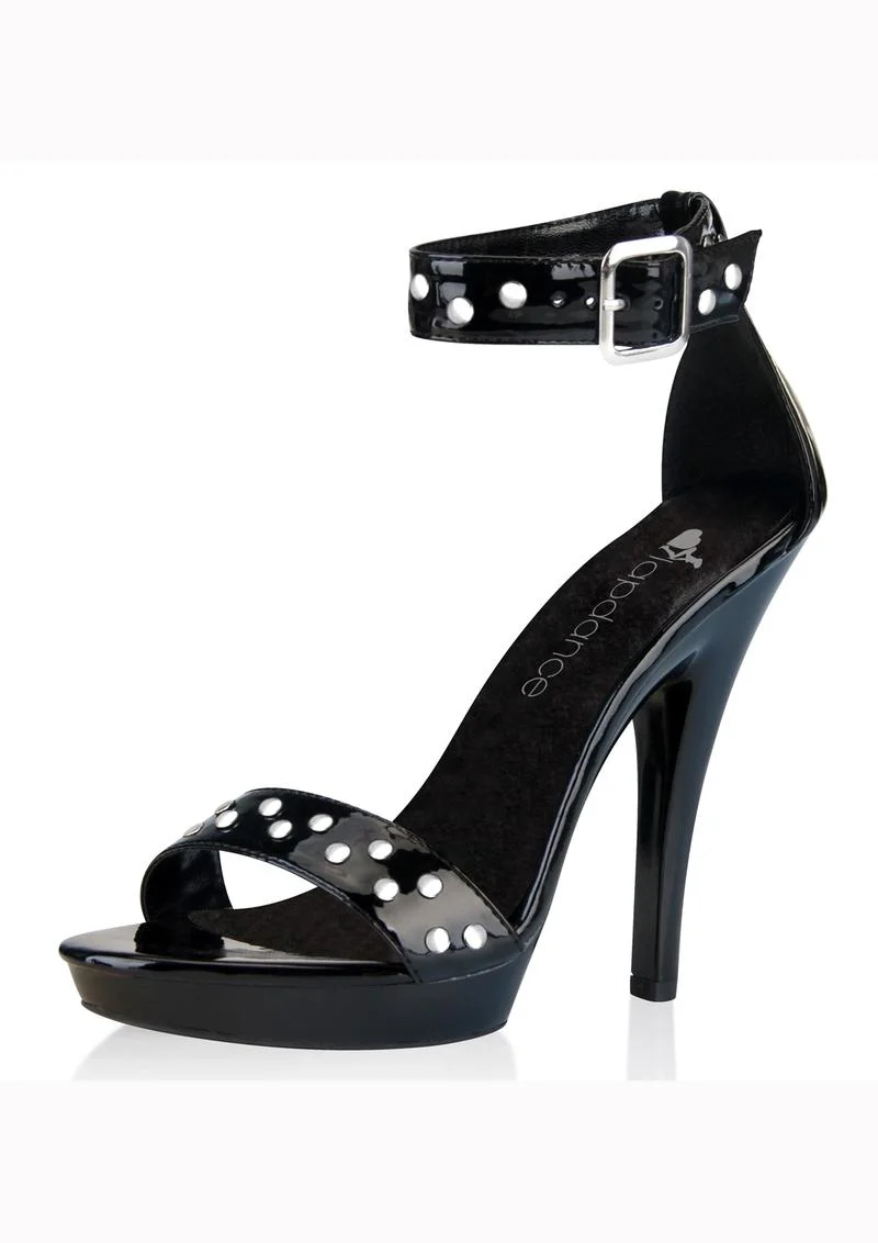 6in. Black Ankle Strap Sandal with Stud Detail