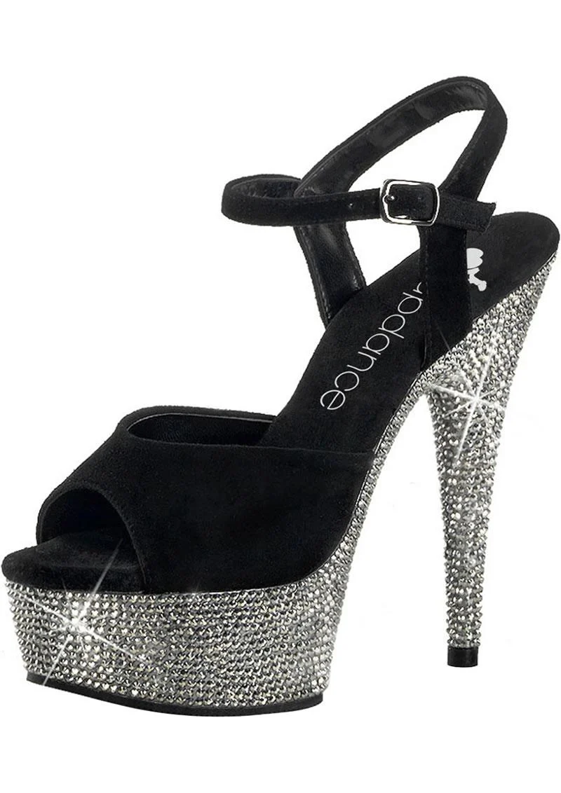 6in. Rhinestone Black Suede Strap