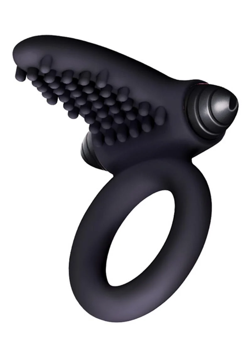 The 9's - S-Bullet Ring Tongue Silicone Vibrating Cock Ring