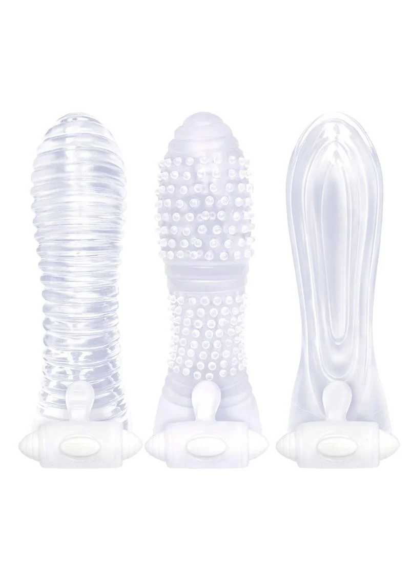 The 9's - Vibrating Sextenders, 3-Pack, Nubbed, Contoured, Ribbed