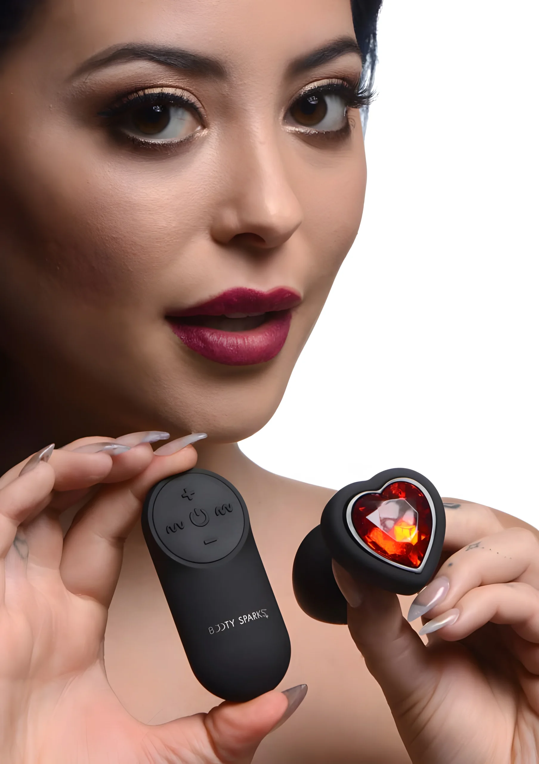 Vibrating Silicone Red Heart Anal Plug