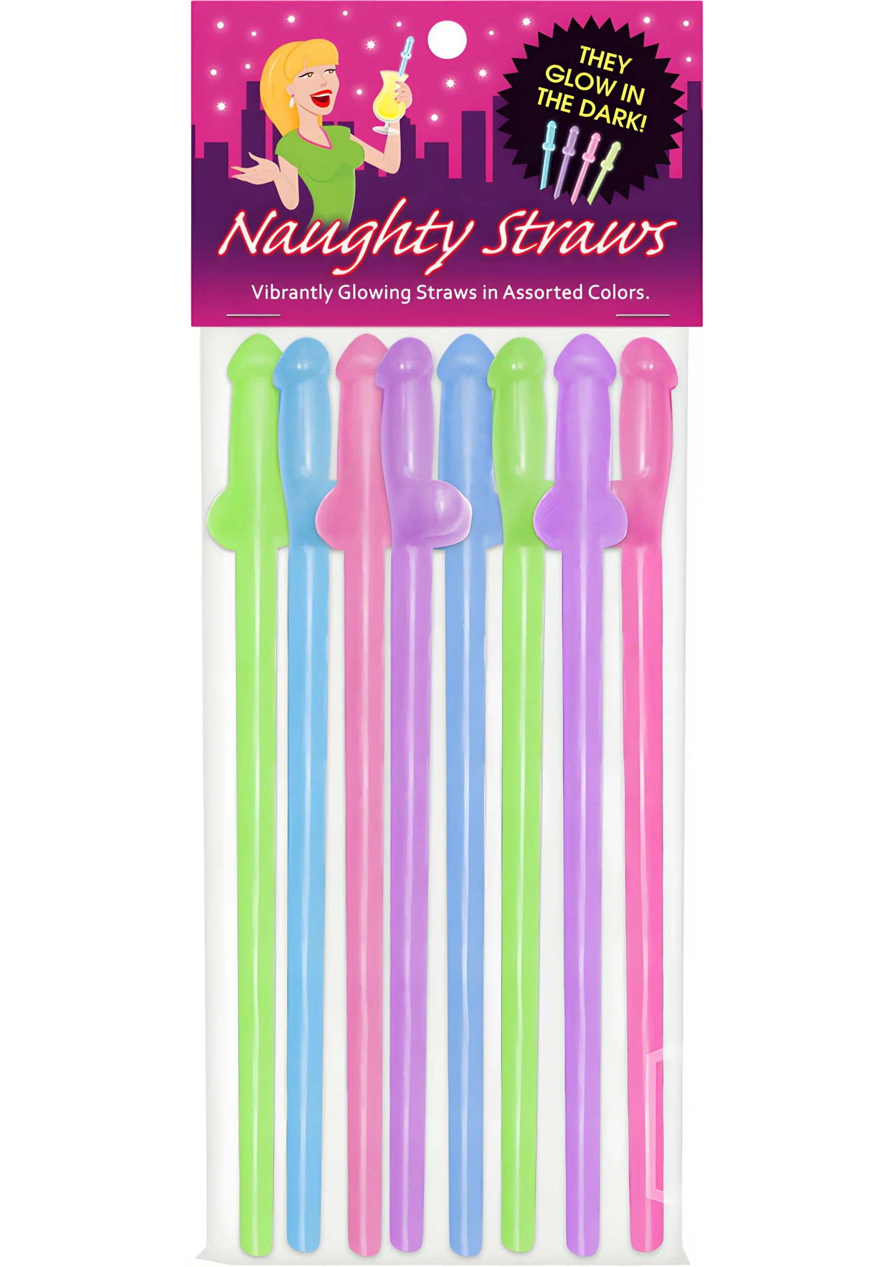 Vibrant Glow In The Dark Penis Straws