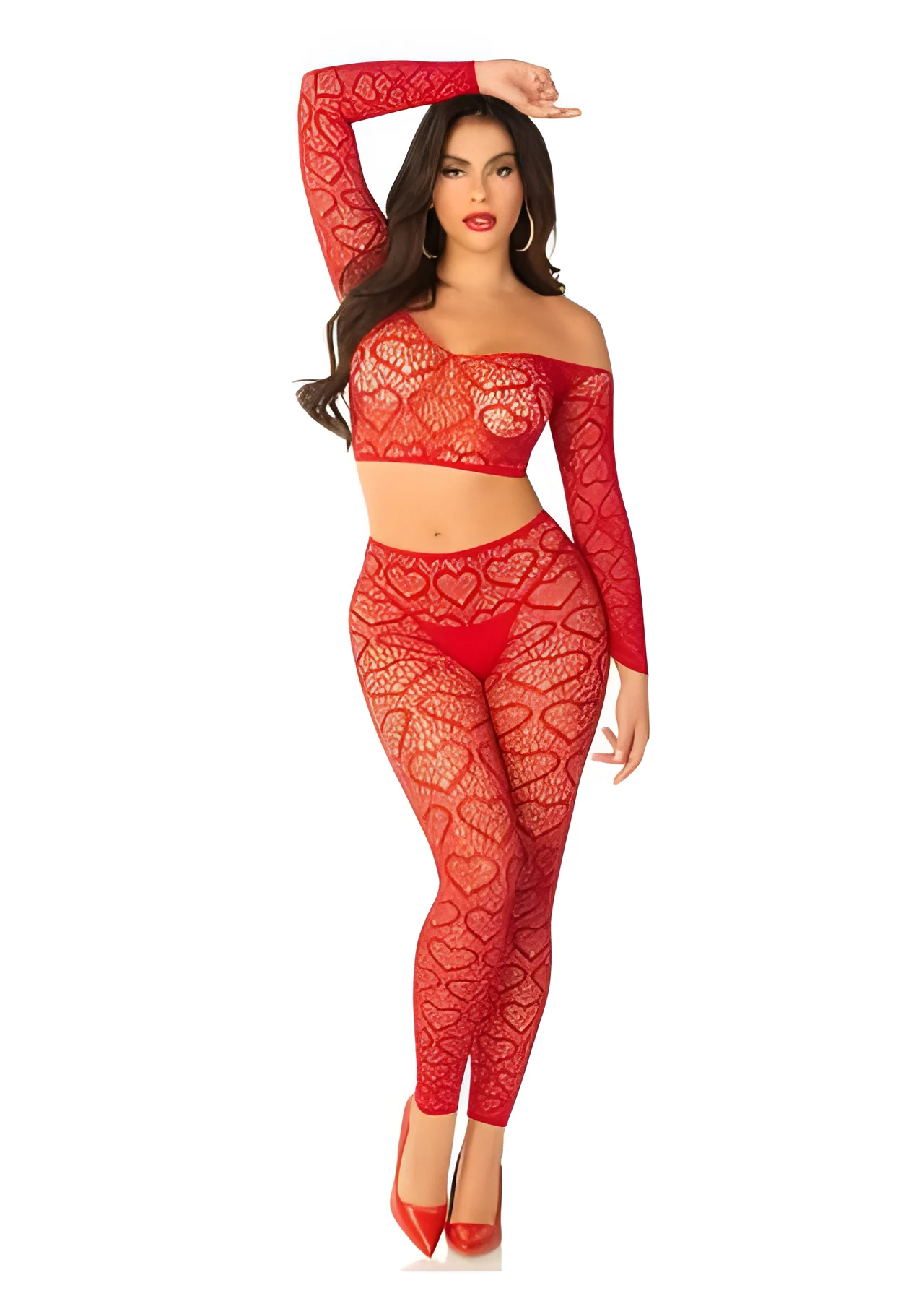 Wild Hearts Red Crop Top and Footless Tights