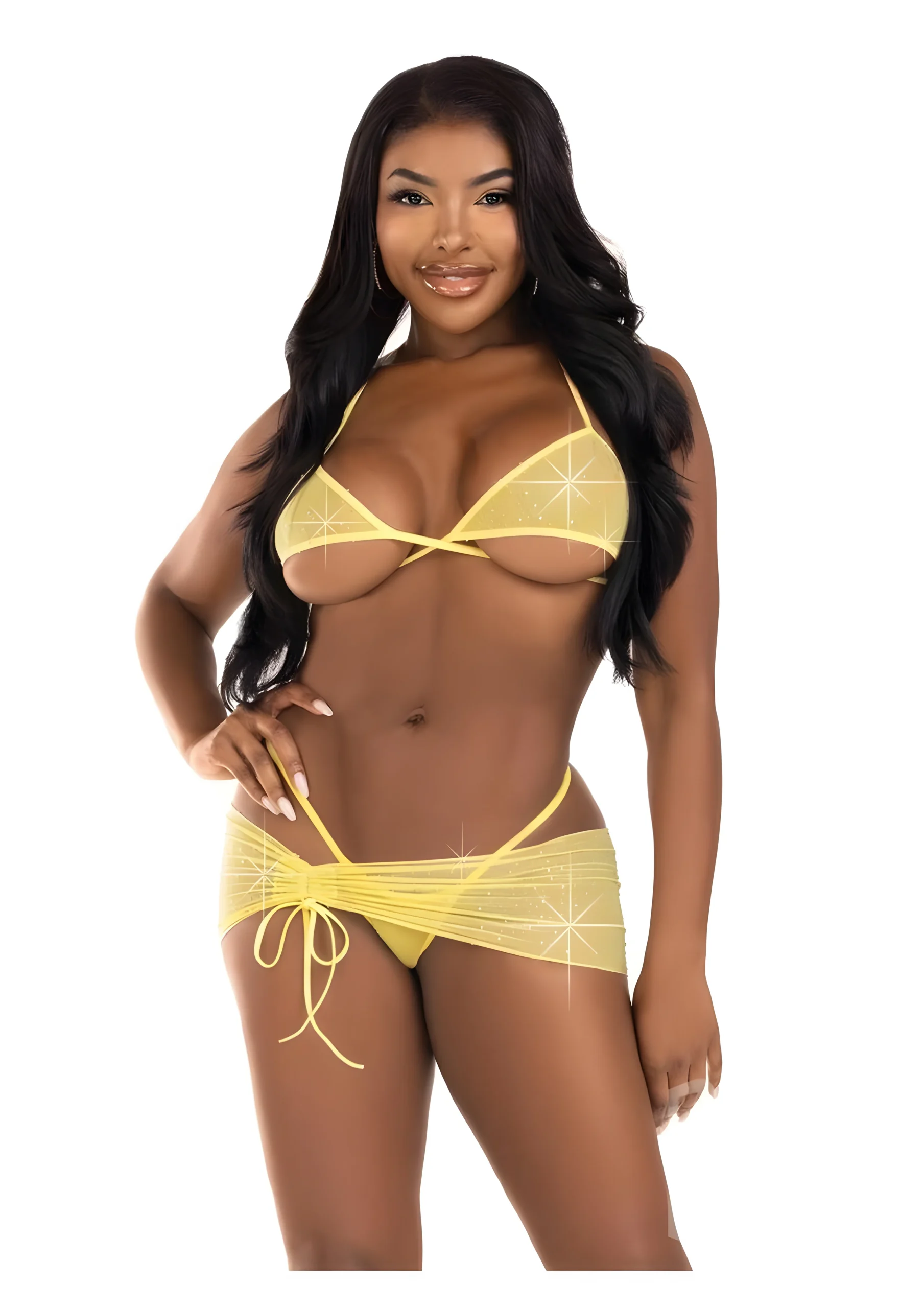 Island Vibes Yellow Sarong and Bikini Set