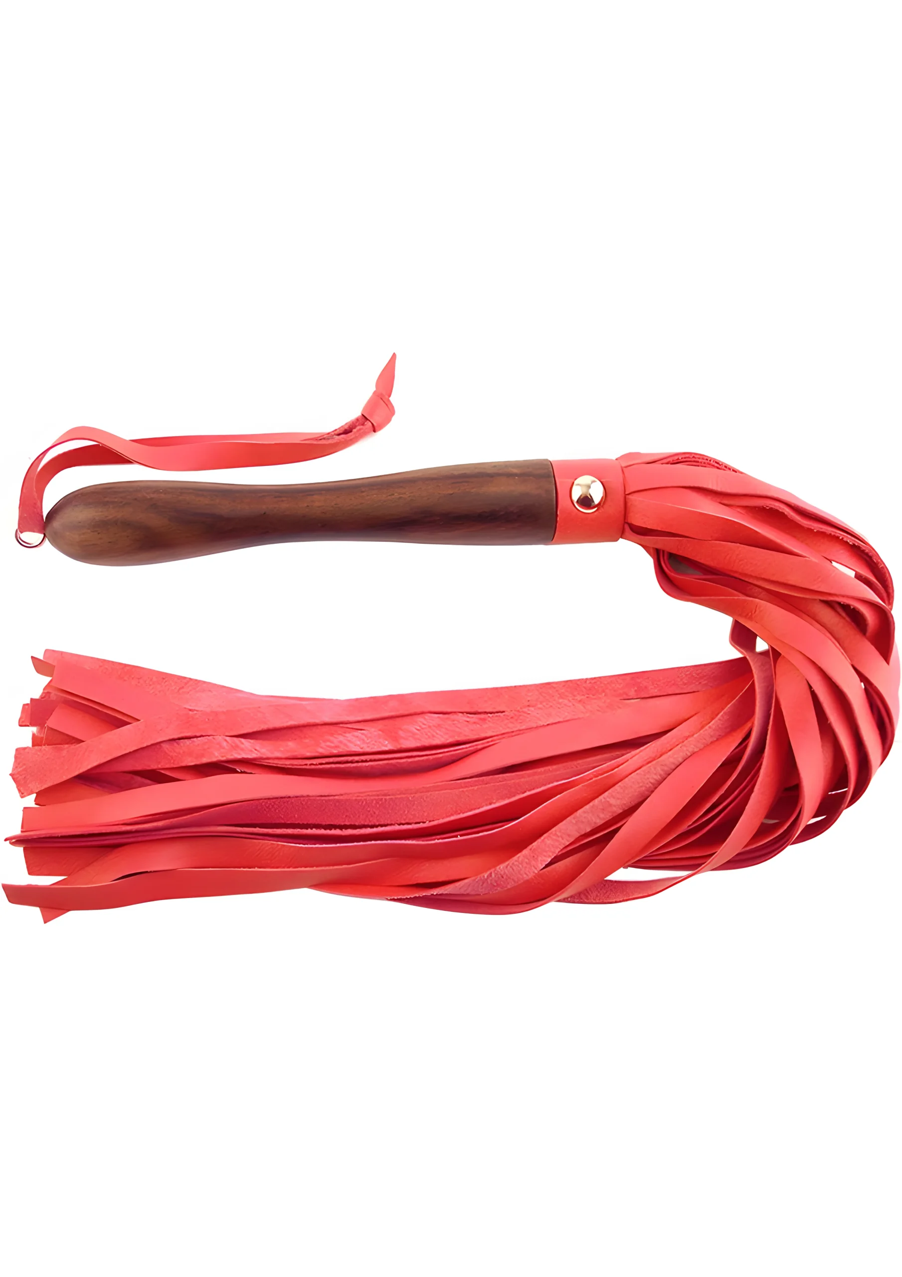 Wood Handled Leather Flogger Red