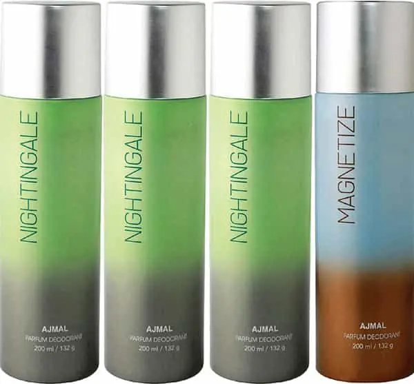 Order Ajmal 3 Nightingale & 1 Magnetize Deodorant Pack Of 4 Deodorant 200ml Each (Total 800ml) For Unisex Online Place Order