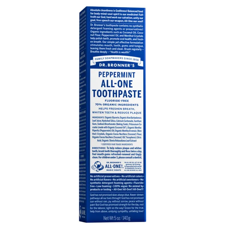 Dr Bronner's Peppermint All-One Toothpaste 140g Deal