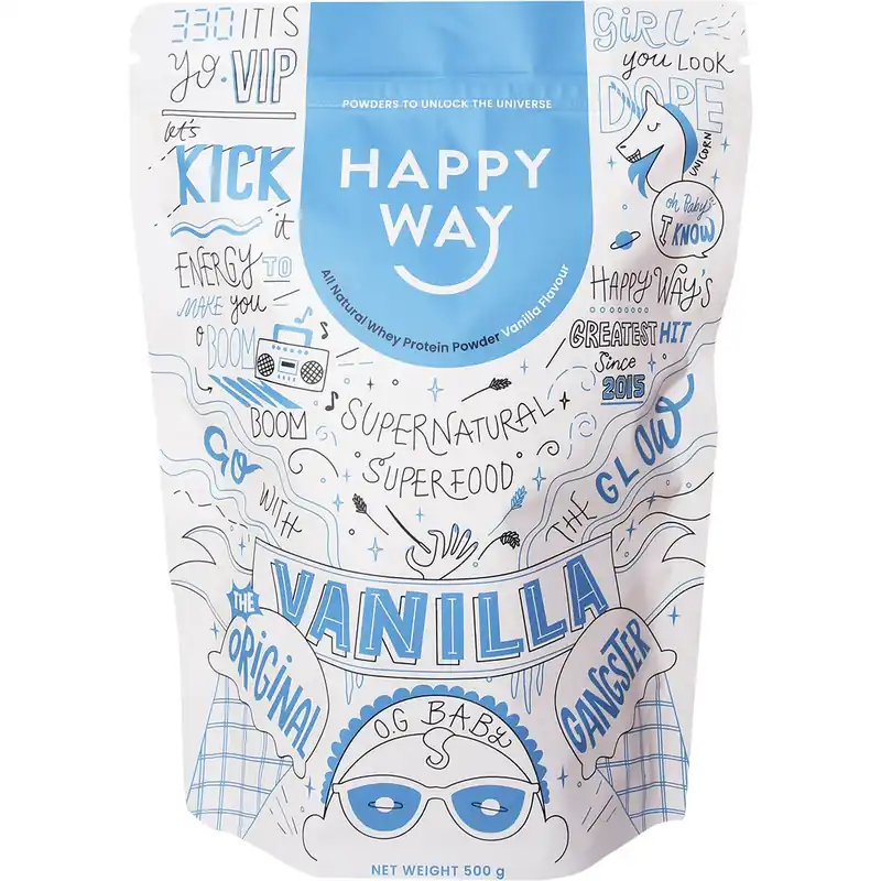Top Rated Happy Way Whey Protein Powder Vanilla 500g