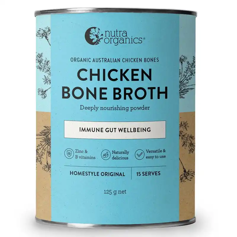 Reduced Price Nutra Organics Chicken Bone Broth Powder Homestyle Original 125g