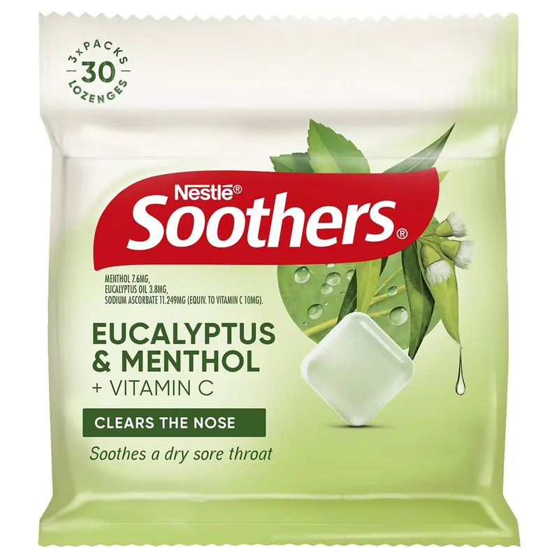 Nestle Soothers Throat Lozenges Eucalyptus & Menthol 30 Pack Cheap