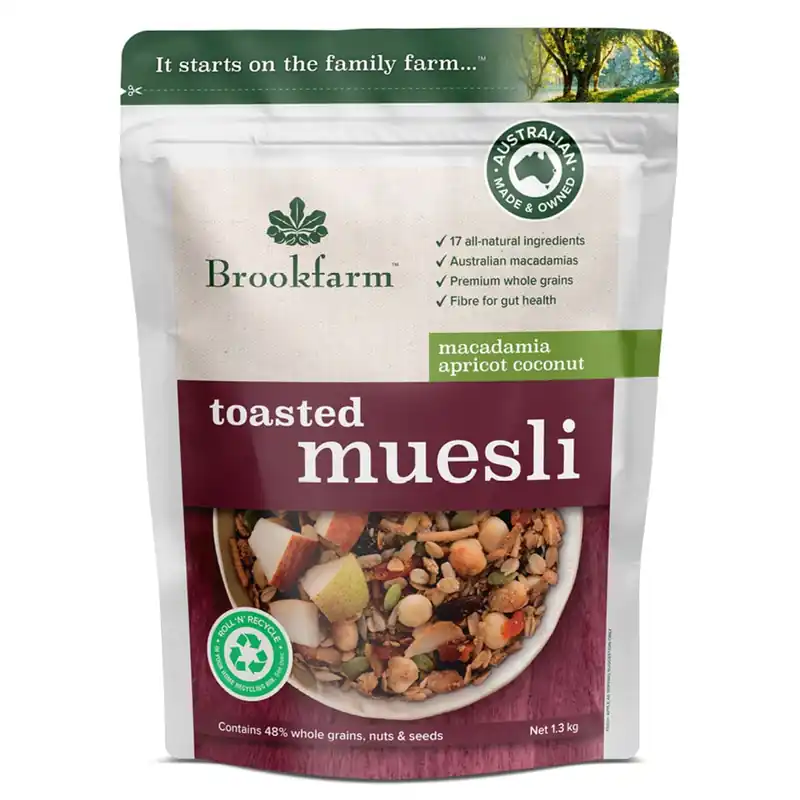 Shop Now Brookfarm Toasted Muesli Macadamia Apricot & Coconut 1.3 kg