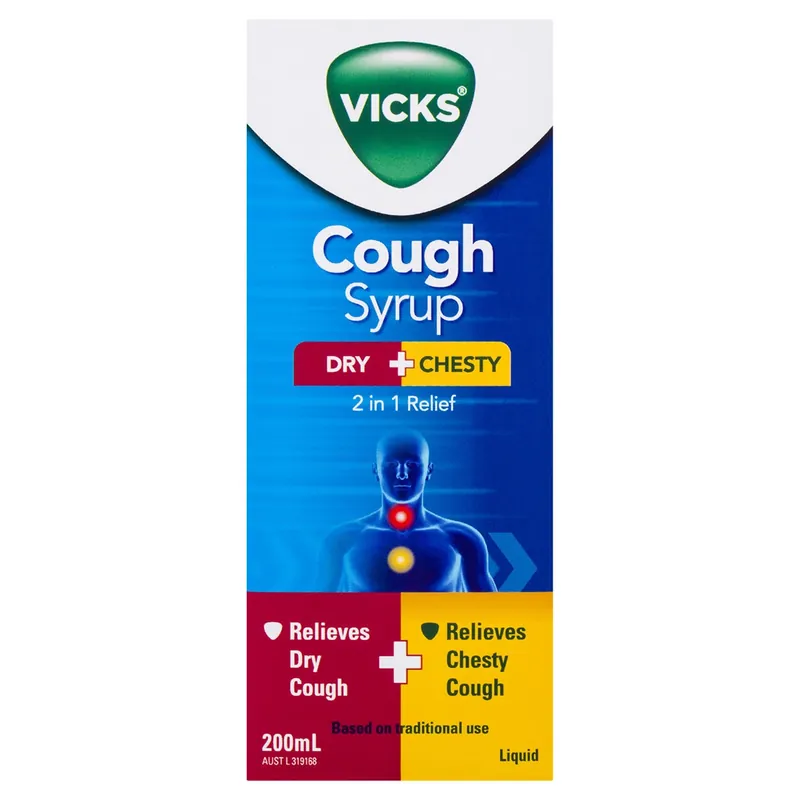 Vicks 2in1 Dry & Chesty Cough Syrup 200ml Budget