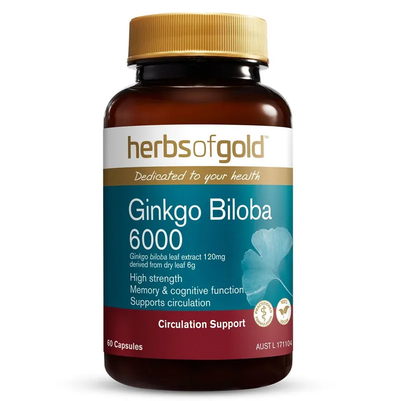 Herbs of Gold Ginkgo Biloba 6000 120 Capsules Fast Shipping