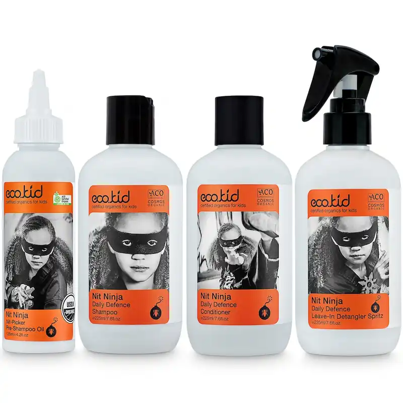 Genuine Eco.kid Organics Nit Ninja Total Headlice Defence Haircare Four Pack Bundle