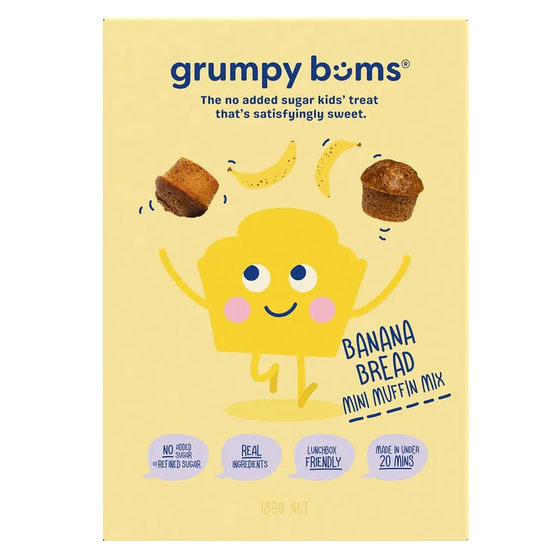 Price Drop Grumpy Bums Banana Bread Mini Muffin Mix 189g
