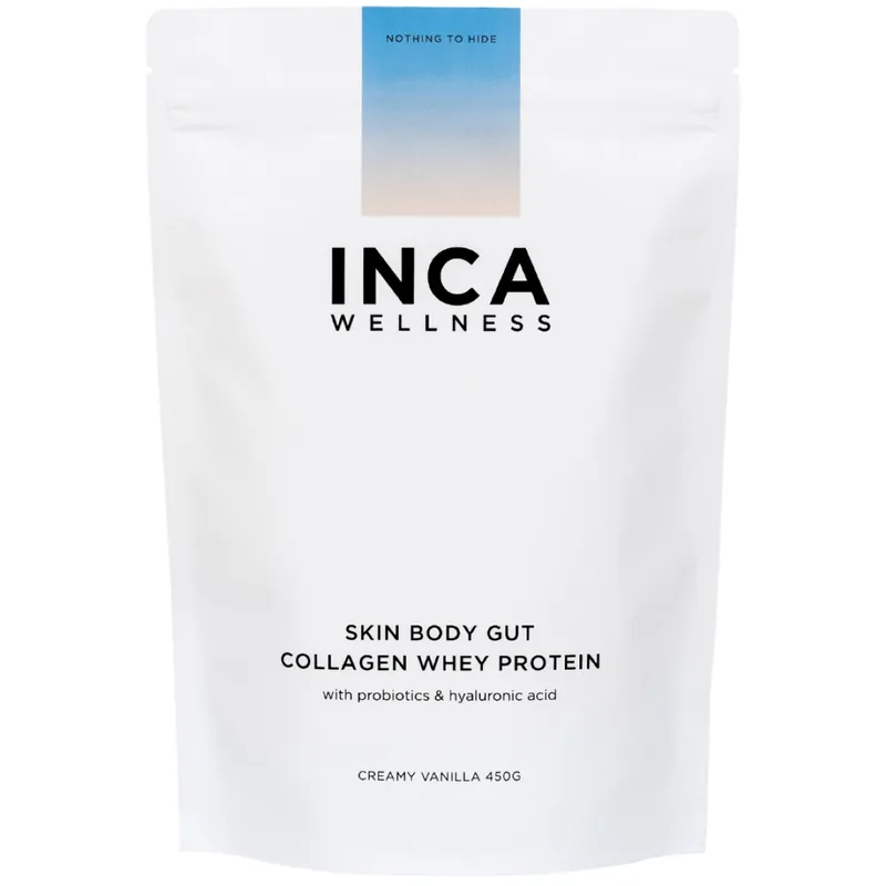 Viral Inca Organics Skin Body Gut Collagen Whey Protein Creamy Vanilla 450g