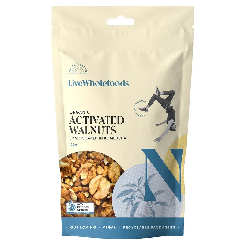 Worldwide Shipping Live Wholefoods Organic Activated Walnuts 120g