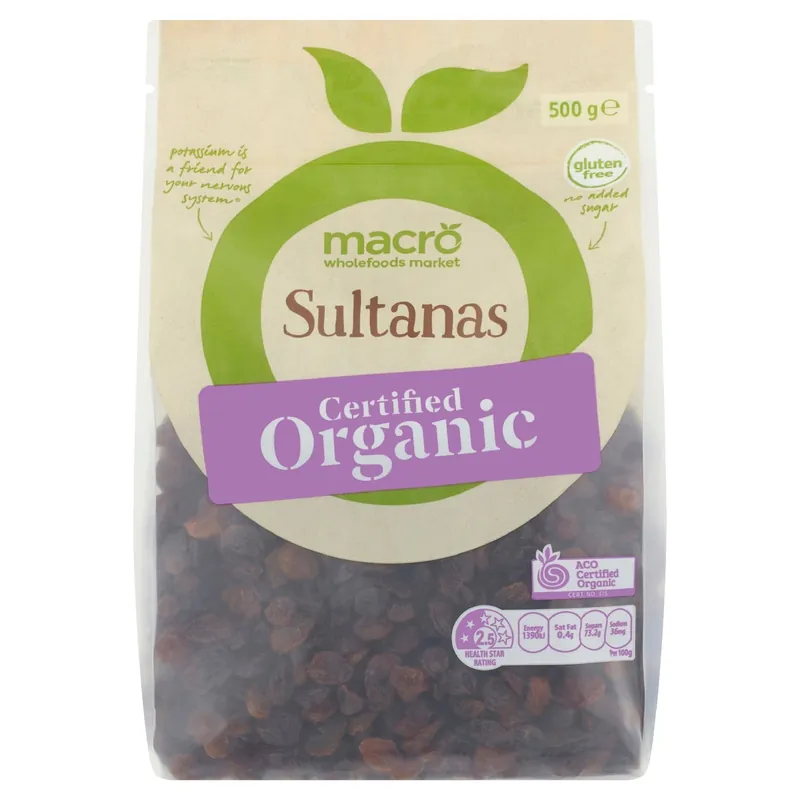 Macro Organic Sultanas 500g Trusted Brand