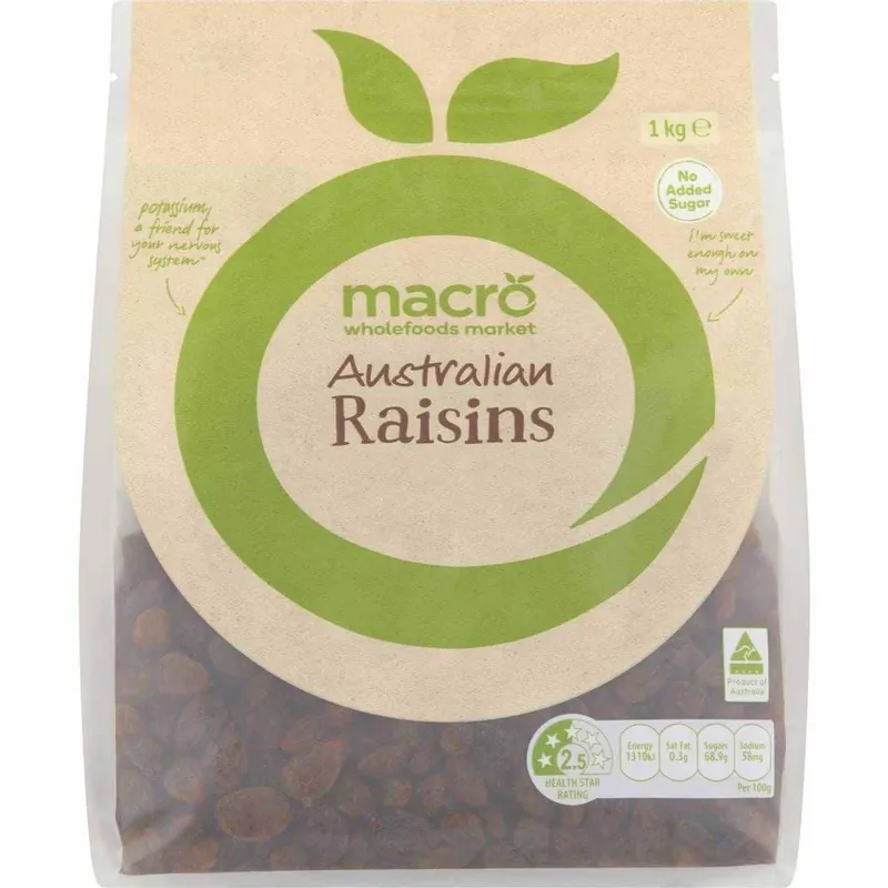 Macro Australian Raisins 1kg Authentic