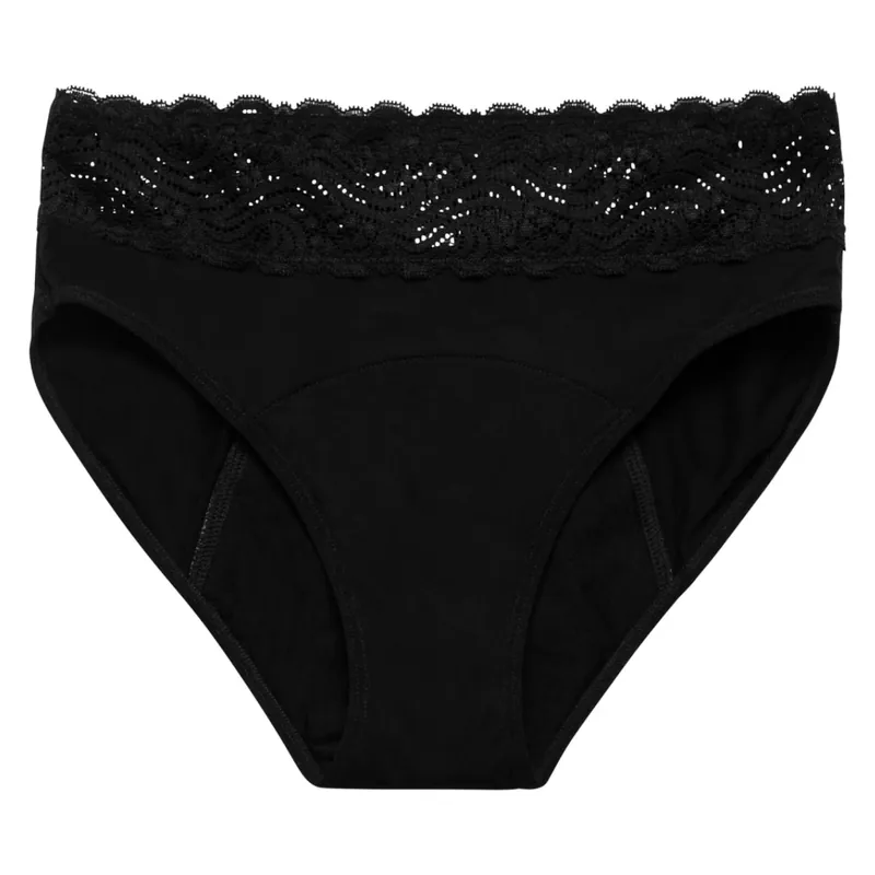 Modibodi Sensual Hi Waist Bikini Heavy-Overnight Black 24/5XL Direct From Factory