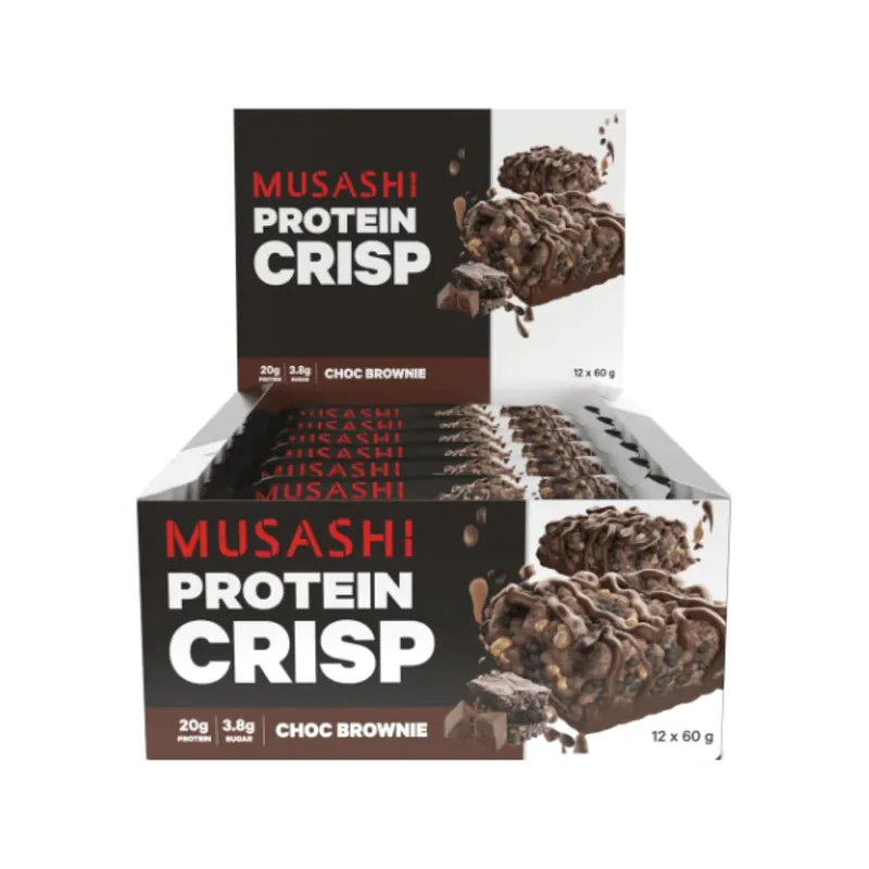 Musashi Protein Crisp Bar Choc Brownie 12 x 60g Latest