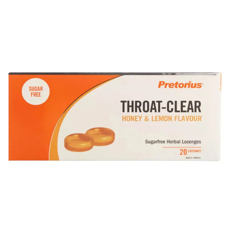 Pretorius Throat Clear Sugar Free Honey & Lemon Lozenges 20 Pack Flash Sale