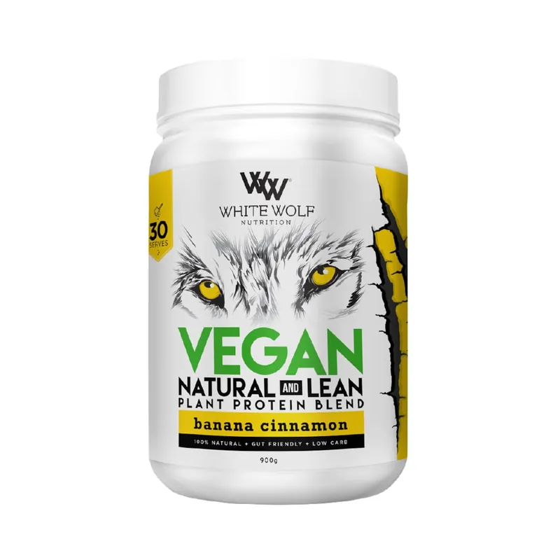 White Wolf Nutrition Vegan Natural+Lean Protein Banana Cinnamon 900g Viral