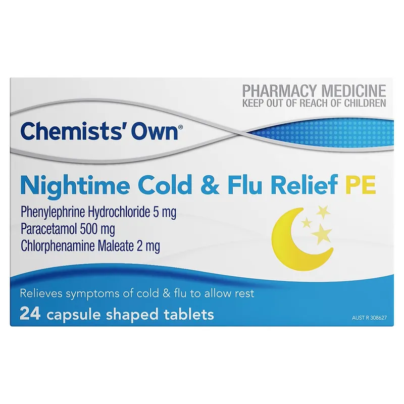 Chemists Own Nightime Cold & Flu Relief PE 24 Tablets Top Pick