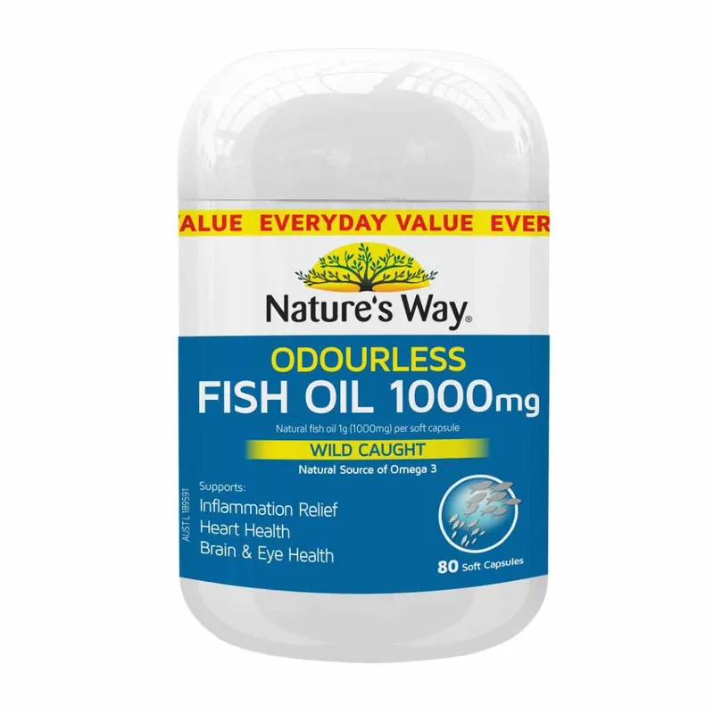 Deal Nature's Way Odourless Fish Oil 1000Mg 80 Capsules