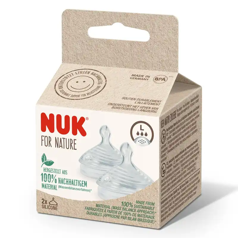 NUK For Nature Baby Bottle Silicone Teats Large 2 pack Express Delivery