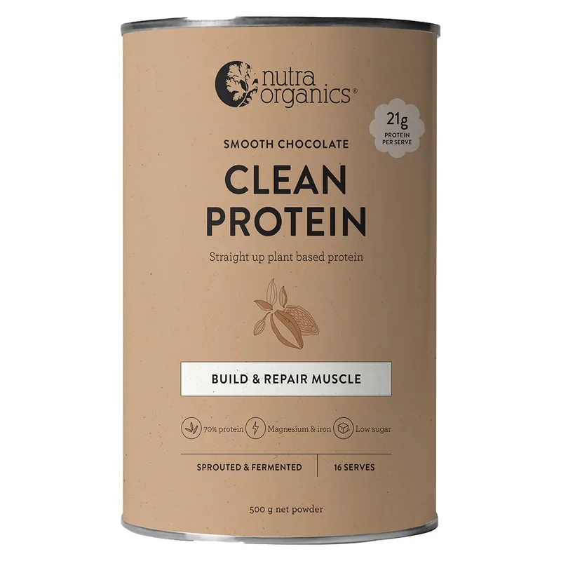Nutra Organics Plant Based Clean Protein Smooth Chocolate 500g Best Choice