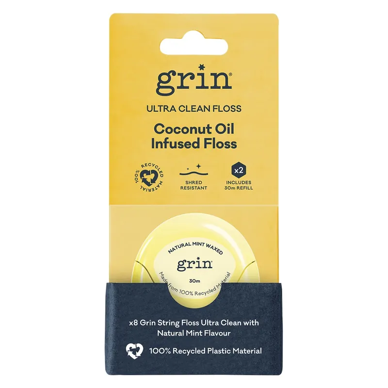 Same Day Shipping Grin Utra Clean Floss & Refill Coconut Oil Infused 2 x 30m