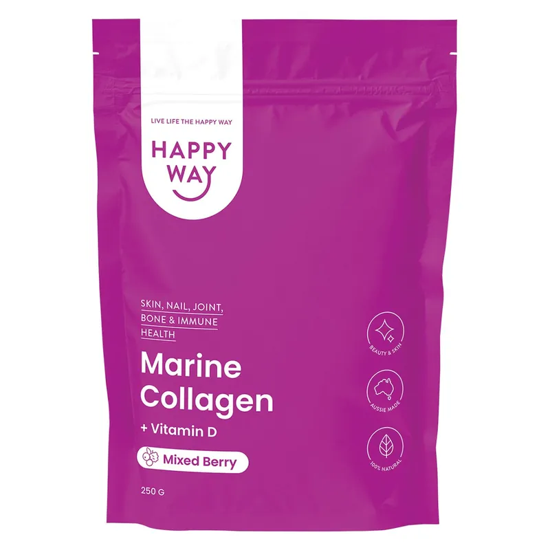Super Sale Happy Way Marine Collagen + Vitamin D Mixed Berry 250g