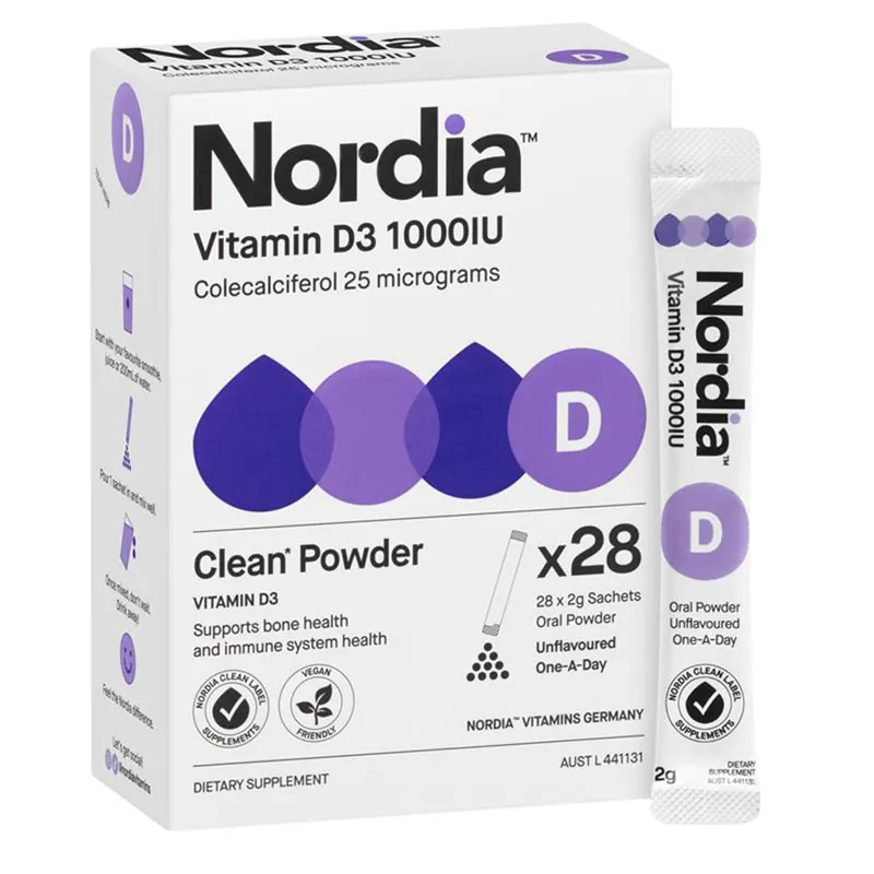 Nordia Vitamin D3 1000IU Powder 28 Sachets Fresh Stock