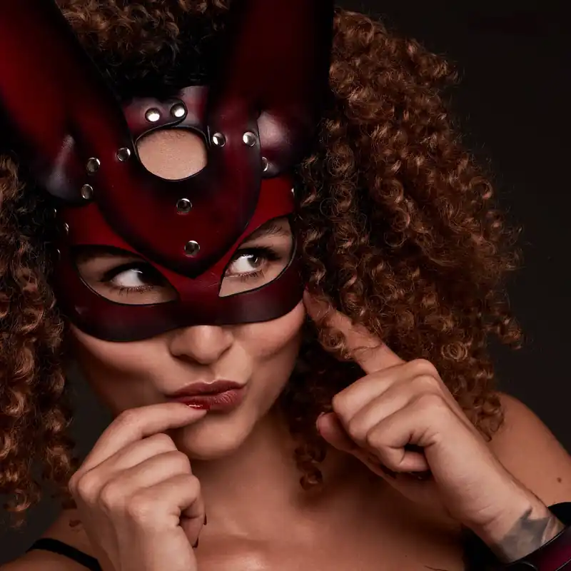 Red & Black Leather Rabbit Mask: BDSM Cosplay Costume – Spicerack Market Flash Sale