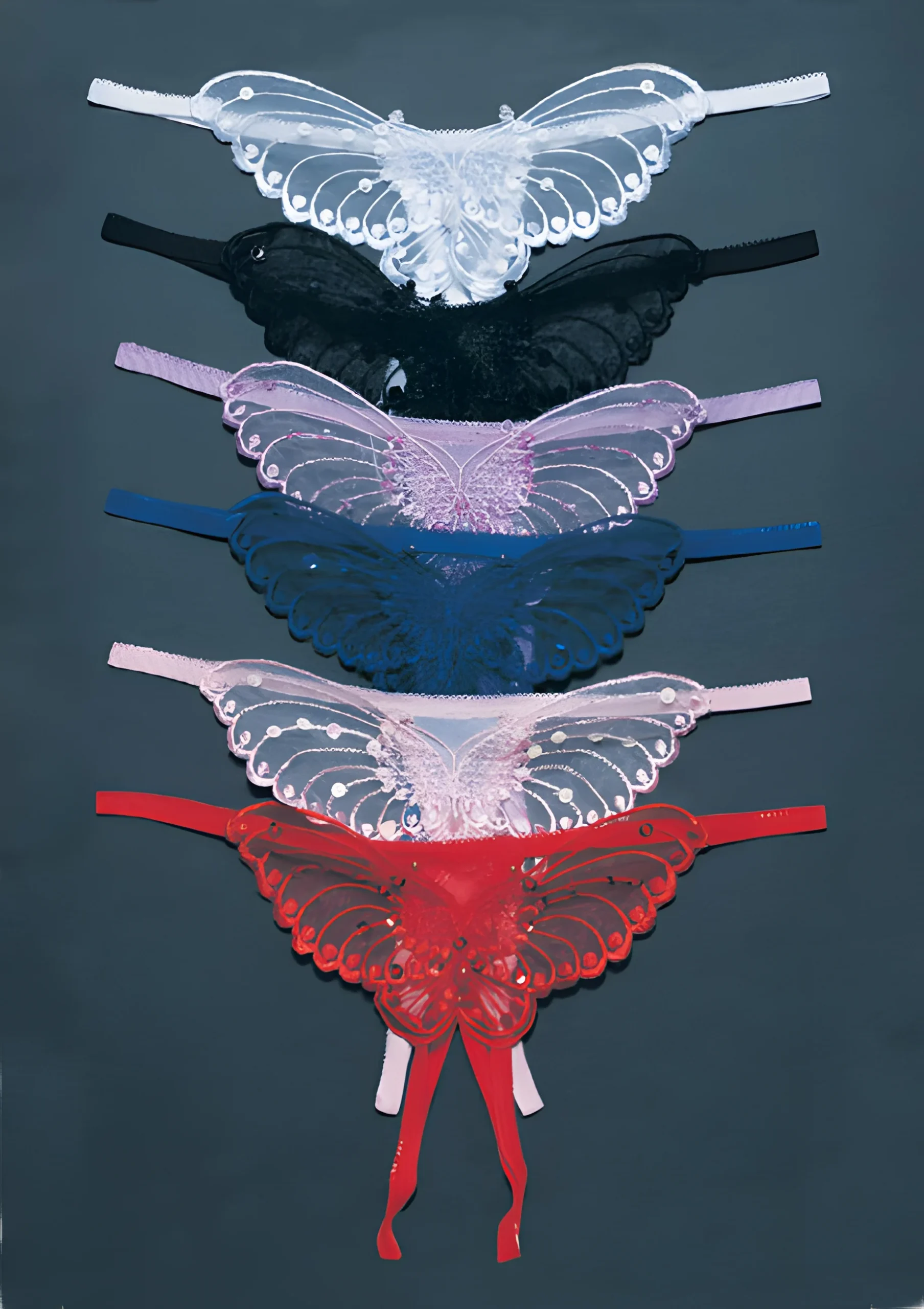 Sheer Red Butterfly Crotchless Panty