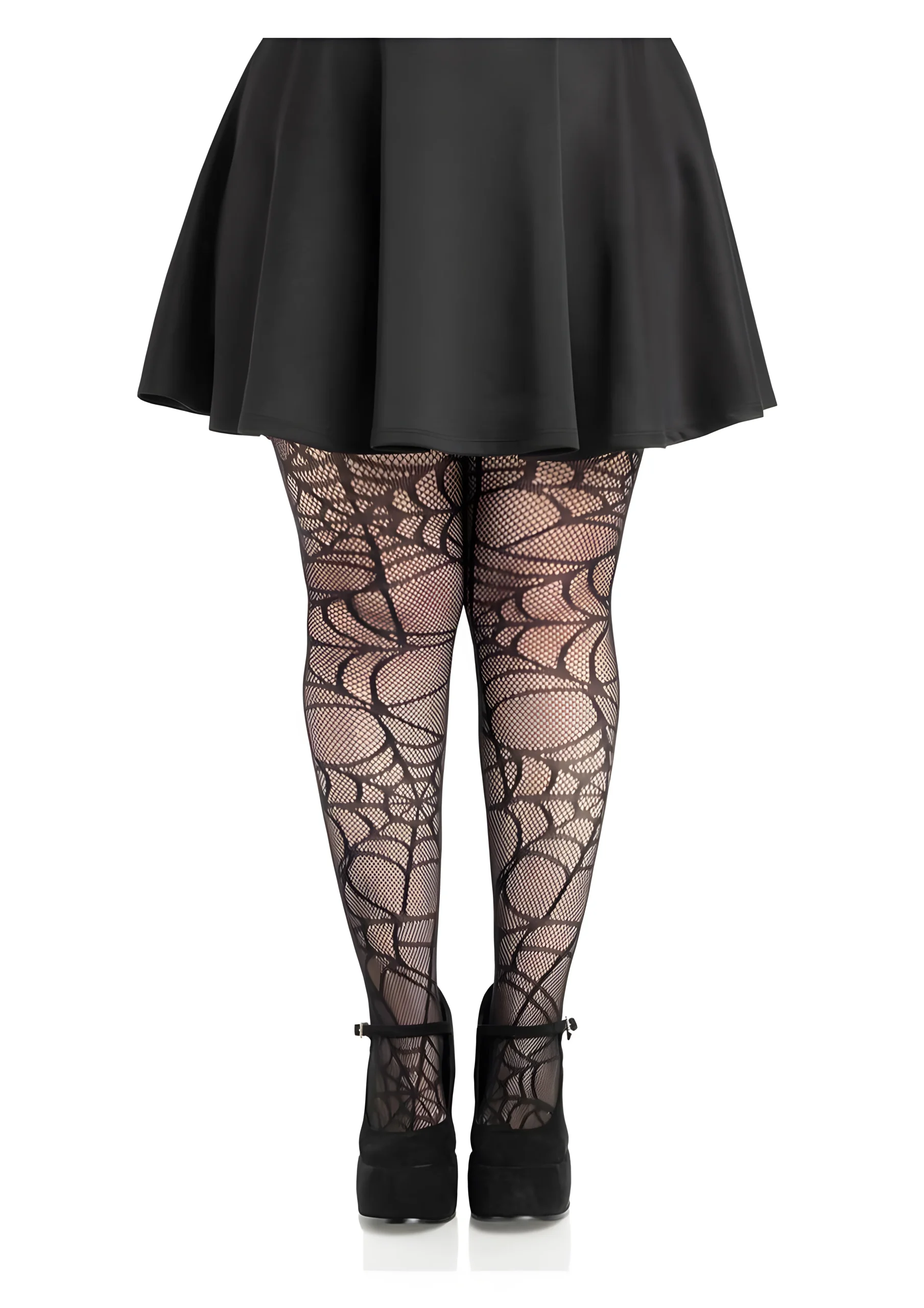 Spiderweb Net Plus Size Tights Black 1X 2X