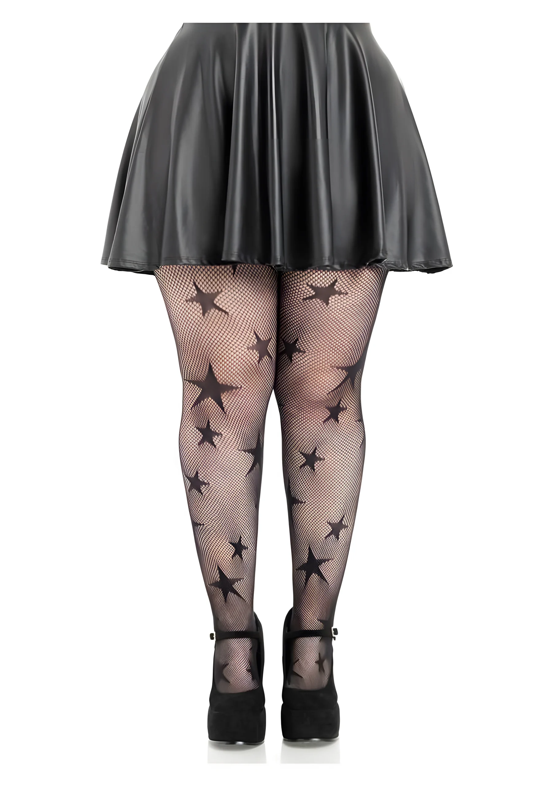 Star Net Plus Size Star Pattern Tights Black 1X 2X