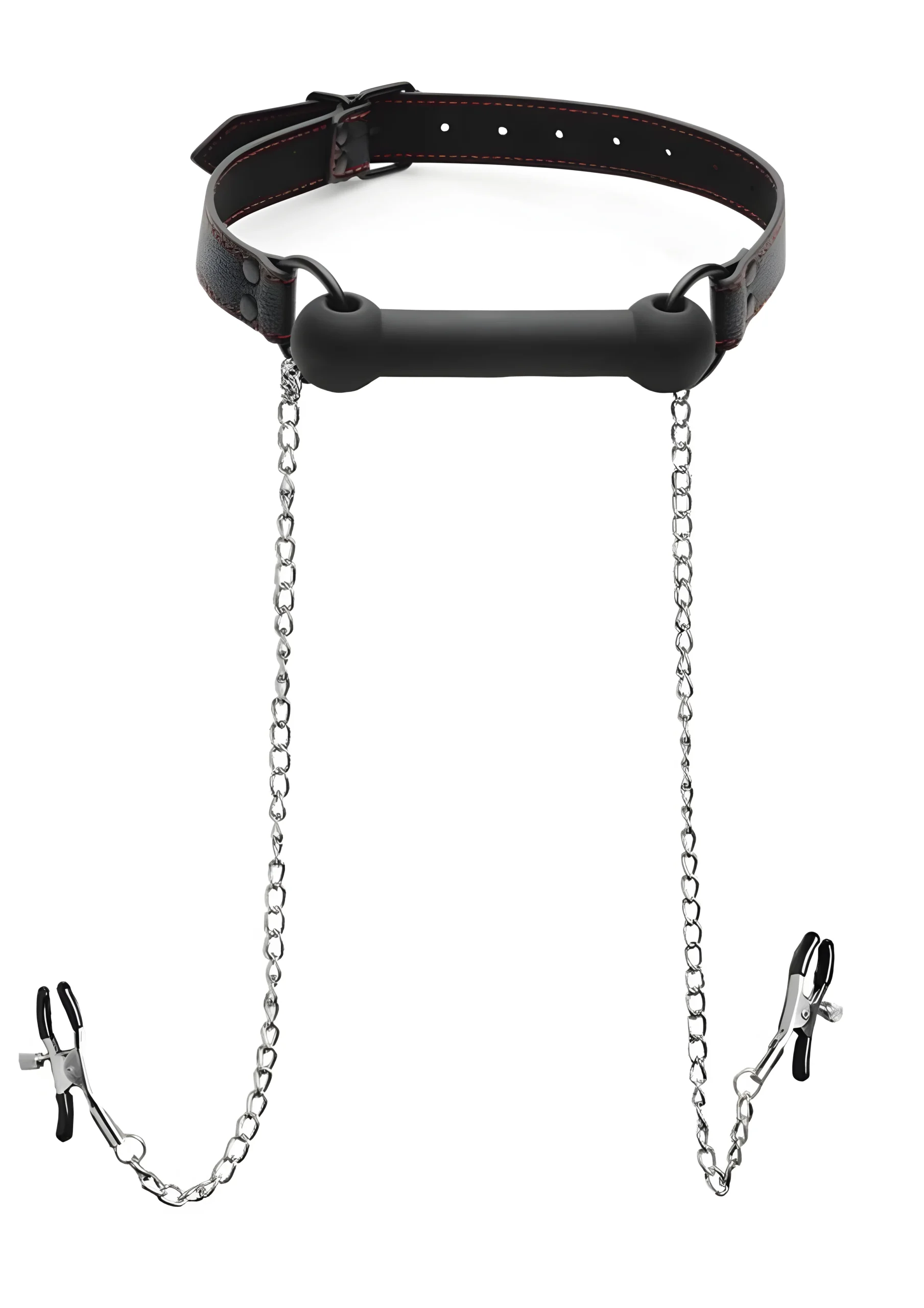 Silicone Bit Gag With Nipple Clamps