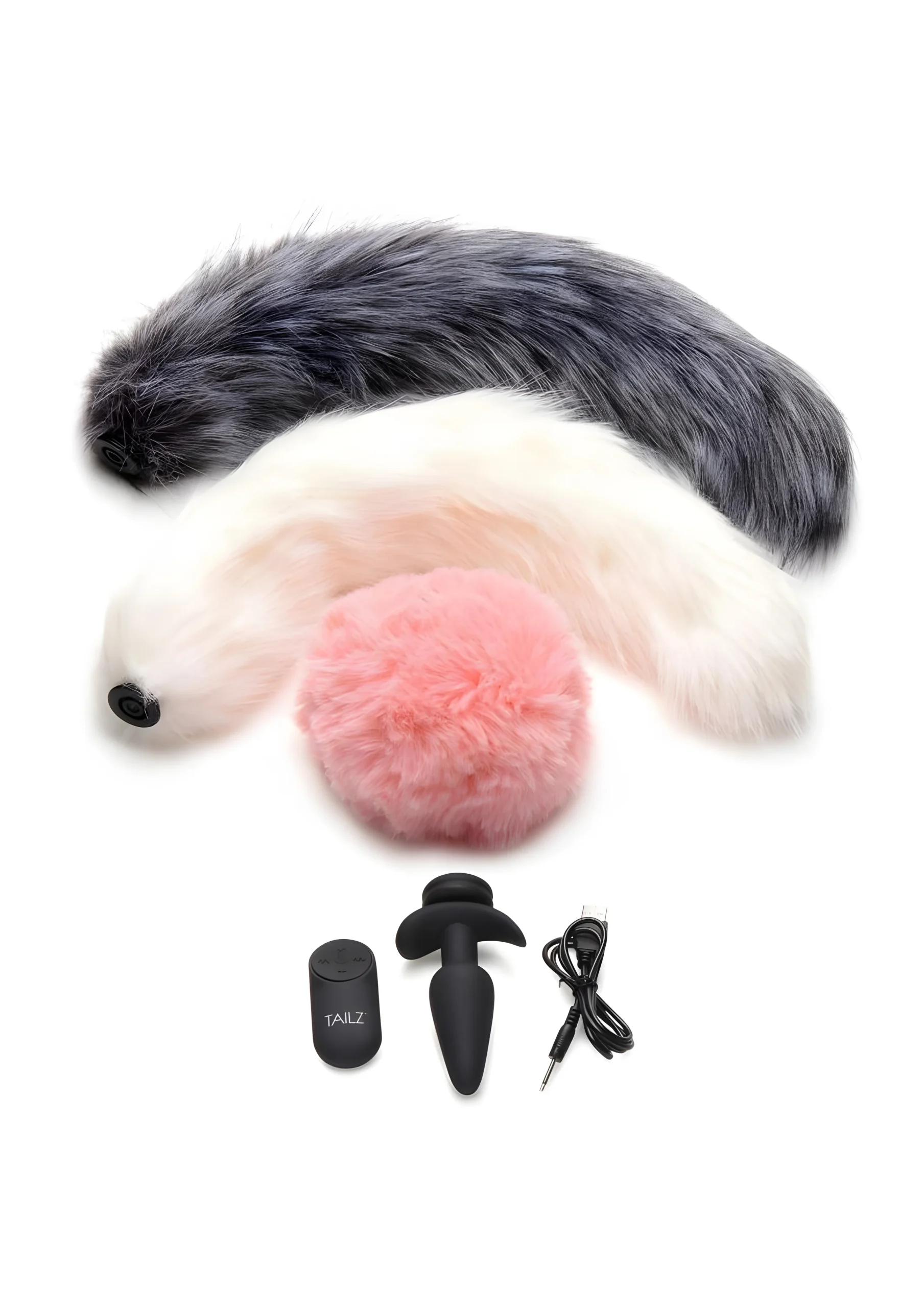 Vibrating Silicone Plug With Interchangeable Tails