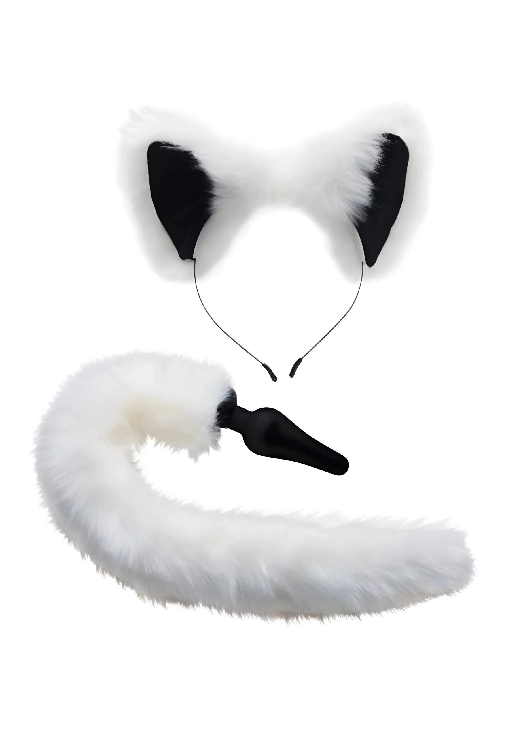 White Fox Tail Anal Plug And Ears Set