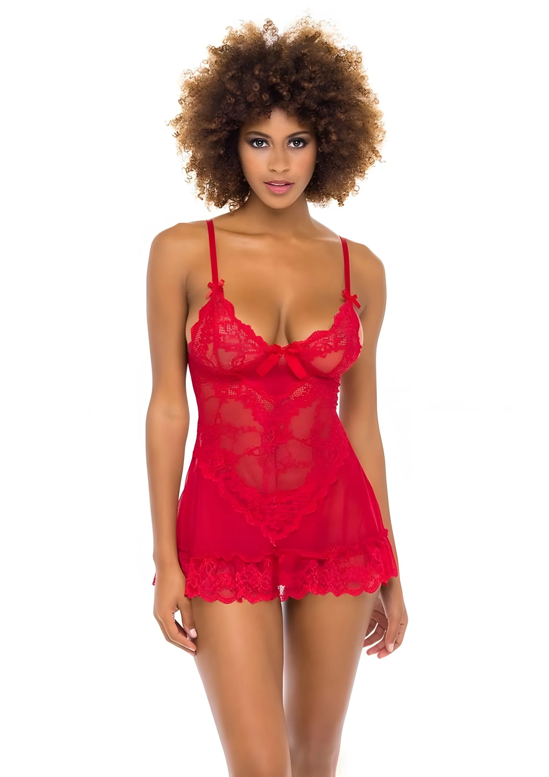 Valentine Lace Babydoll Medium Red