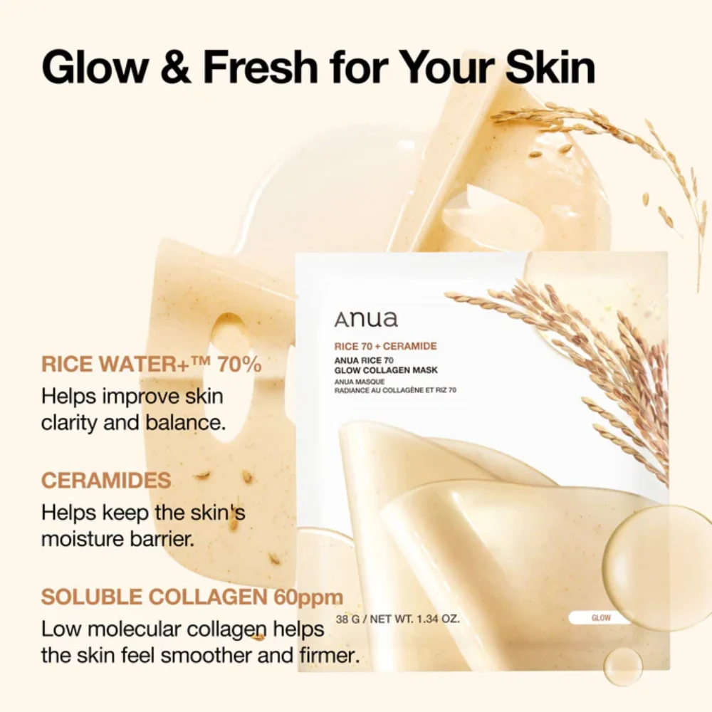 Anua Rice 70+ Ceramide Glow Collagen Face Mask