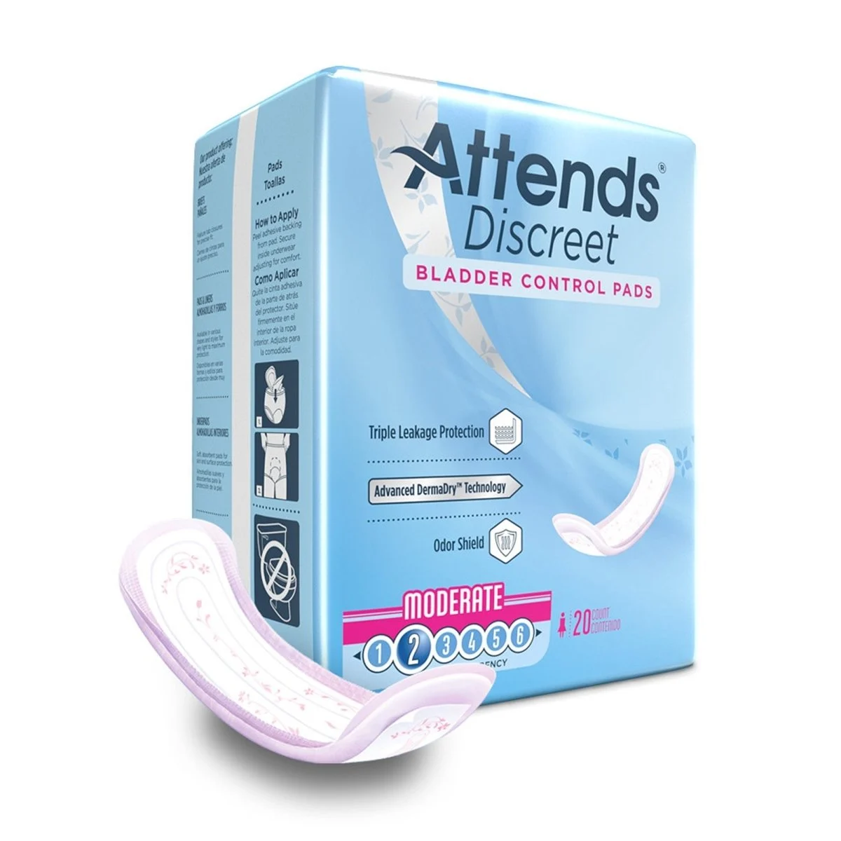 Attends Discreet Women's Moderate Bladder Control Pad