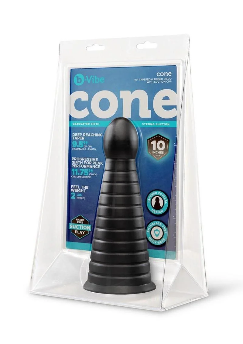 B-Vibe Cone Tapered and Ribbed Dildo with Suction Cup