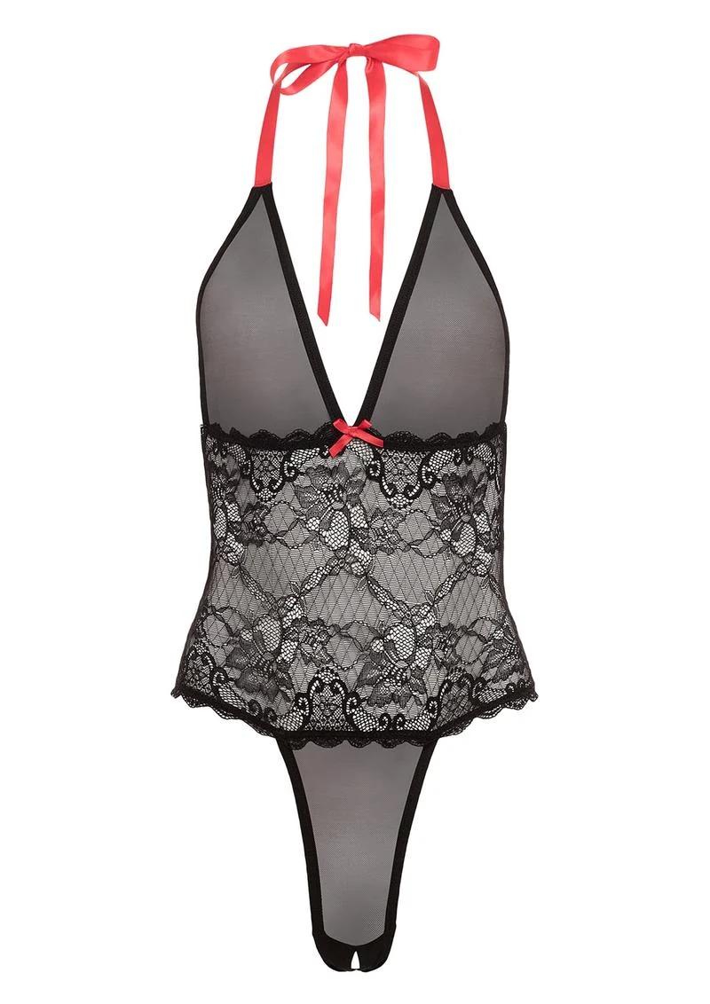 Barely Bare V Plunge Lace and Mesh Teddy