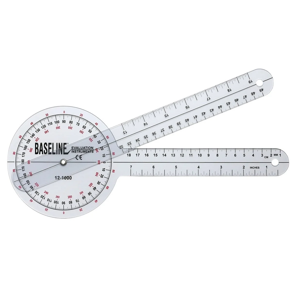 Baseline 360° Head Plastic Goniometer, 12 Inch Arms