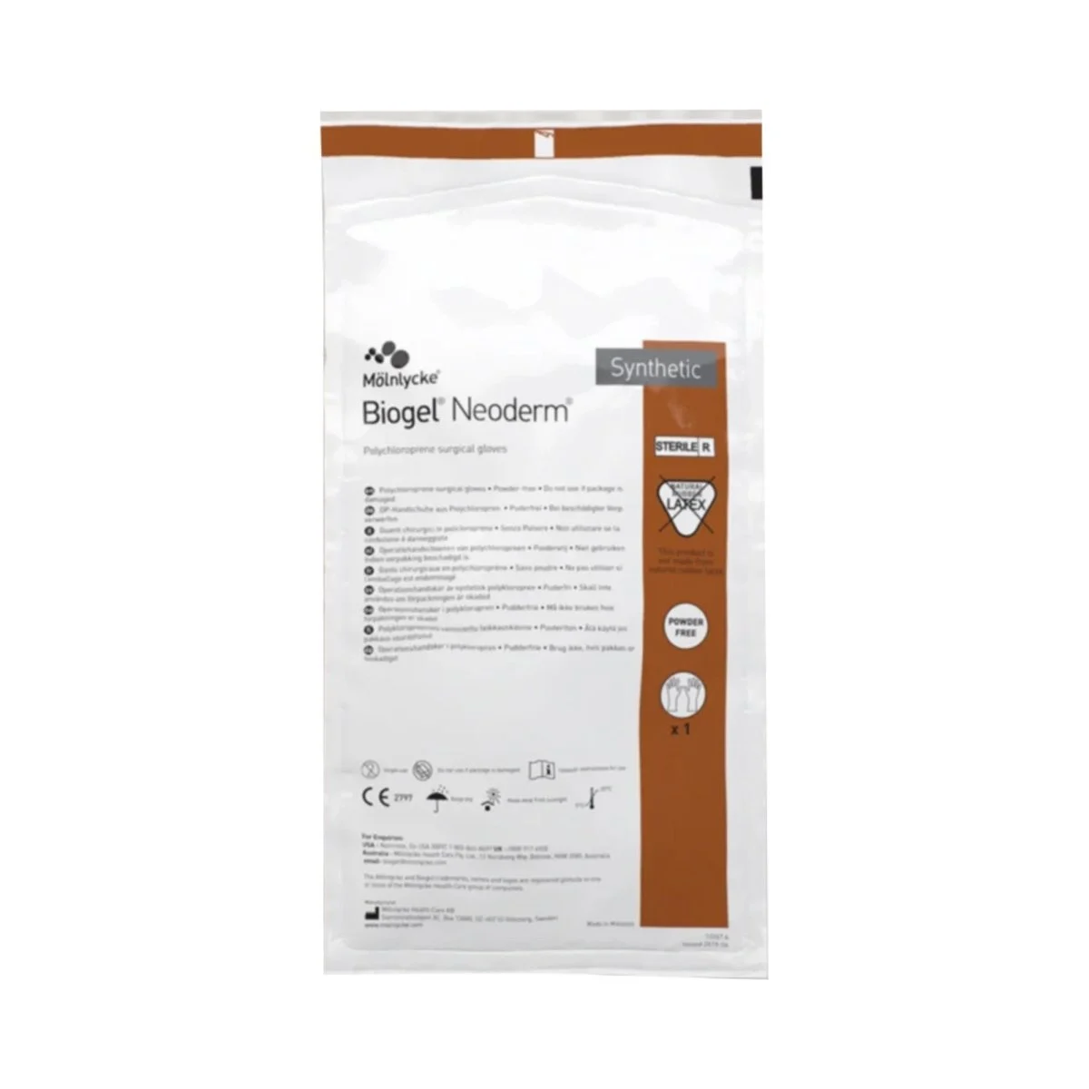Biogel NeoDerm Polyisoprene Standard Cuff Length Surgical Glove, Light Brown