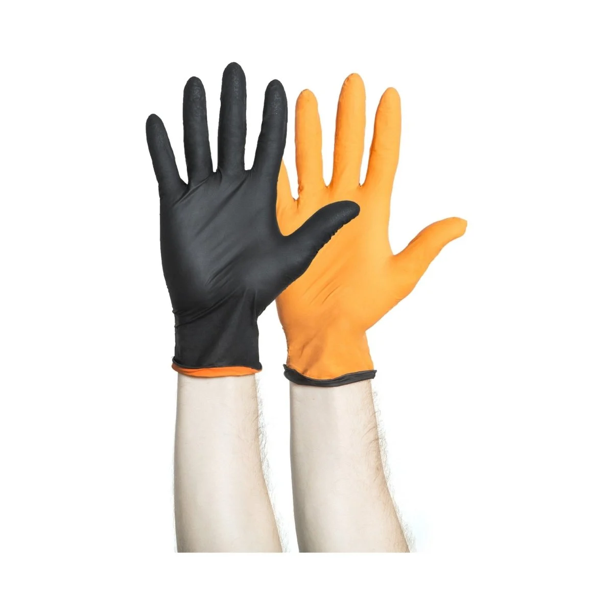 Black-Fire Nitrile Standard Cuff Length Reversible Exam Glove, Black / Orange