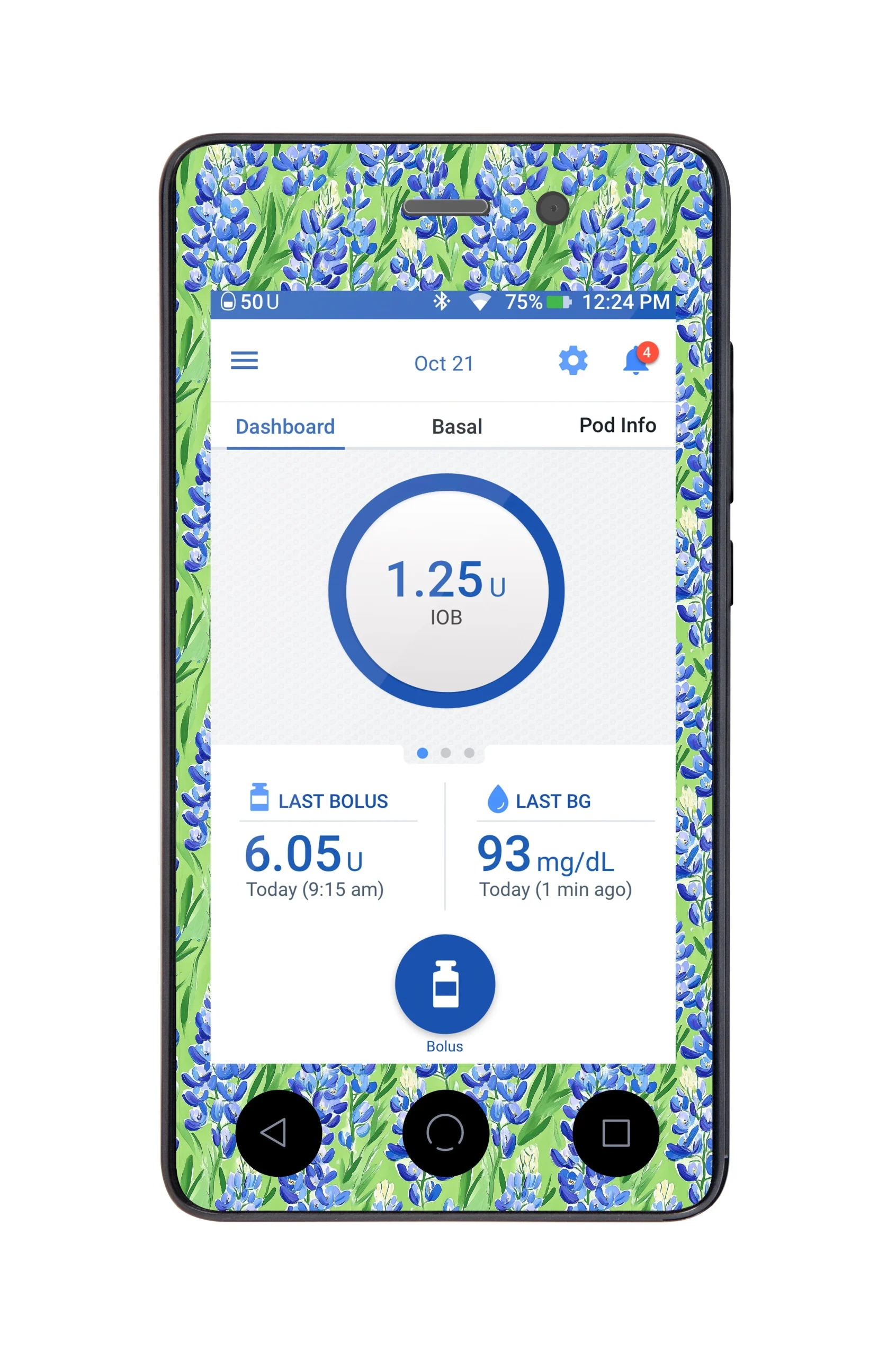 Blue Blooms Sticker for Omnipod DASHPDM – Pump Peelz